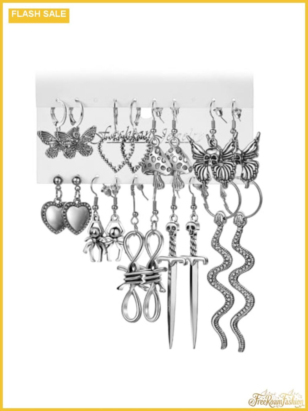 Gothic Dangle Drop Earrings Set Zinc Alloy Punk Vintage Halloween Party